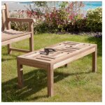 Macabane - fun - table basse de jardin rectangulaire 100x50cm en bois teck