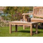 Macabane - fun - table basse de jardin rectangulaire 90x45cm en bois teck