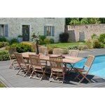 Fun - table de jardin 10 / 12 pers - rectangulaire extensible 200 / 300 x 120 cm en bois teck