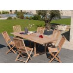 Macabane - fun - table de jardin 8 / 10 personnes, rectangulaire extensible 180 / 240100 cm en bois teck ...