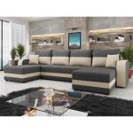 Bestmobilier - harvey - canap panoramique en u - 7 places - convertible avec coffre - en tissu