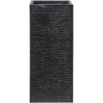 Haut cache - pot noir carr� 26 x 26 x 60 cm pot de fleurs robuste en m�lange de fibres au design moderne ...