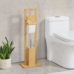 [en. casa] - porte papier toilette sur pied vsters avec brosse bambou