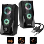 Haut - parleur st�r�o usb 2. 0 avec lumi�res led, haut - parleur rgb pour pc, jeux, tv, mp3, a5005
