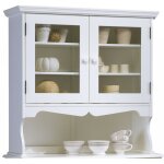 Haut de vaisselier blanc 2 portes vitrées 3 niches style charme largeur 98 cm Haut de vaisselier blanc 2 portes vitrées 3 niches style charme largeur 98 cm