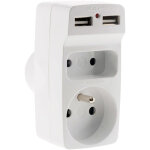 Zenitech - multiprise biplite 2p 6a + 2p + t 16a + chargeur usb