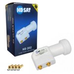 Hdsat - hd202 lnb twin full hd 4k tête parabole 2 sorties 0, 1db + 4 fiches f gold Hdsat - hd202 lnb twin full hd 4k tête parabole 2 sorties 0, 1db + 4 fiches f gold
