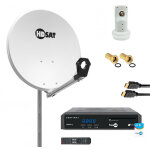 Hdsat - pack parabole acier 80cm + récepteur fransat avec carte + lnb single Hdsat - pack parabole acier 80cm + récepteur fransat avec carte + lnb single