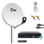 Hdsat - pack parabole satellite acier 60cm + lnb single + récepteur fransat + câble hdmi Hdsat - pack parabole satellite acier 60cm + lnb single + récepteur fransat + câble hdmi