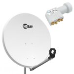 Hdsat - pack parabole satellite acier 80cm + lnb quad universel 0, 1db Hdsat - pack parabole satellite acier 80cm + lnb quad universel 0, 1db