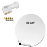 Hdsat - pack parabole satellite fibre composite blanche 60cm brides inox + lnb twin hd 4k