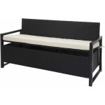 Hegele - jamais utilis] banc 3 places en poly rotin hhg - 596, banc de jardin banc coffre, anthracite, ...