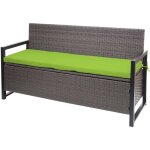 Hegele - poly - rattan banc 3 places hhg - 596, banc de jardin coffre, rangement coussin d'assise, gris ...