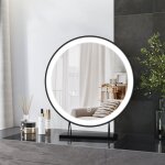 Heilmetz miroir maquillage lumineux 48cm rond noir, miroir led coiffeuse 3 couleurs de lumire blanc ...