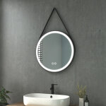 Heilmetz miroir salle de bain rond 60 cm avec led 3 couleurs de lumire ip44 ? interrupteur tactile, ...