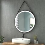 Heilmetz - miroir salle de bain rond 80 cm avec led 6500k ip44 ? interrupteur tactile, lumire blanche ...