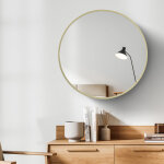 Miroir de salle de bain round miroir mural avec cadre en mtal dor dpoli diamtre 50cm miroirs dcoratifs ...