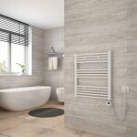 Heilmetz - s�che serviette �lectrique 140 x 60 cm, blanc tubes ronds radiateur mural salle de bain avec ...