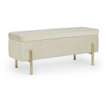 Hellin - banc coffre 2 places en velours et pitement or - nina
