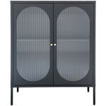 Hellin - buffet 2 portes 90x35x110 cm en verre et m�tal noir