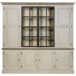 Buffet vaisselier en bois 4 portes éclairage led - villas Buffet vaisselier en bois 4 portes éclairage led - villas