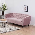 Hellin - canap 3 places 191x84x78 cm en velours rose clair - salma