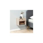 Hellin - chevet suspendu 1 tiroir 37x32x33 cm chêne blanchi - hallund Hellin - chevet suspendu 1 tiroir 37x32x33 cm chêne blanchi - hallund