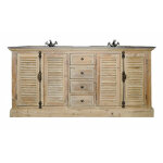 Meuble de salle de bain double vasque en bois et pierre l177 - hano