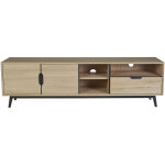 Hellin - meuble tv bas nordique en bois 3 portes 3 niches - joyce