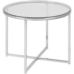 Hellin - table d'appoint ronde 55x55x45 cm en verre et m�tal chrom�