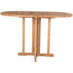 Hellin - table de balcon pliante 120x60x75 cm en teck naturel