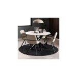 Hellin - table à manger ronde 119x119x75, 5 cm en céramique blanche - buggio Hellin - table à manger ronde 119x119x75, 5 cm en céramique blanche - buggio