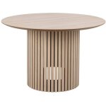 Hellin - table � manger ronde 120x120x75 cm d�cor ch�ne blanchi - liney