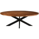 Hellin - table de salle  manger ovale en acacia et mtal noir l210 - edgar