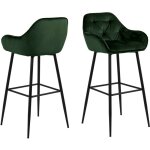 Hellin - tabouret haut avec accoudoirs en velours et m�tal (lot de 2) - teri