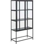 Hellin - vitrine 2 portes 77x35x150 cm en verre, m�tal et bois noir - fynca