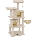 Helloshop26 - arbre  chat colonne en sisal panier et 2 niches tour  chat pour chats