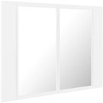 Helloshop26 - armoire salle de bain � miroir led 60 x 12 x 45 cm acrylique blanc