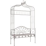 Helloshop26 - banc de jardin meuble de patio d'ext�rieur terrasse 122 x 43 x 220 cm fer marron antique ...