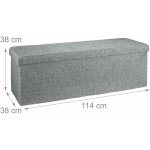 Banquette banc pour coffre de rangement en lin avec couvercle gris 114 cm