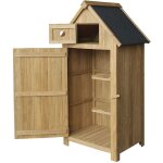 Helloshop26 - cabane abri de jardin troite en bois de sapin avec toit bitume 142 cm