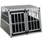 Helloshop26 - cage pour chien à double porte 94 x 88 x 69 cm aluminium et mdf noir Helloshop26 - cage pour chien à double porte 94 x 88 x 69 cm aluminium et mdf noir