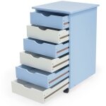 Caisson de bureau meuble en bois enfant 66 cm bleu et blanc Caisson de bureau meuble en bois enfant 66 cm bleu et blanc