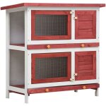 Helloshop26 - clapier cage d'extrieur 4 portes 90 x 45 x 90 cm rouge bois