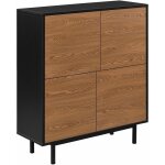 Helloshop26 - commode styl�e meuble de rangement pratique gnosj� � 4 portes 93 x 80 x 30 cm noir effet ...