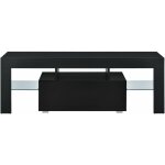 Helloshop26 - meuble tv avec �clairage led multicolore banc support design avec �tag�res de verre et ...