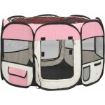 Helloshop26 - parc pour chiens pliable avec sac de transport rose 90 x 90 x 58 cm