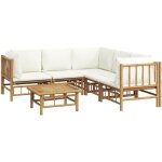 Helloshop26 - salon de jardin meuble d'extrieur ensemble de mobilier 6 pices avec coussins blanc crme ...