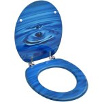 Helloshop26 - si�ge de toilette abattant wc avec couvercle mdf bleu gouttes d'eau