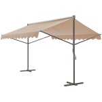 Helloshop26 - store banne autoportant � double pente 400 x 300 x 260 cm sable